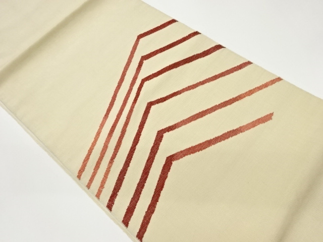 作家物　手織り紬幾何学模様織出し名古屋帯